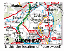 Map showing probable location of Enid Blyton's ficticious Peterswood, home of the Five Find-Outers and Dog.